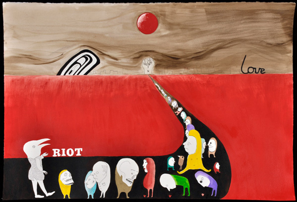 'Follow the Leader', acrylic, watercolour on paper 2009