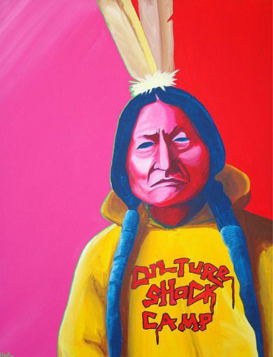 'Sitting Bull Knows', Weapons of Mass Media series, acrylic on canvas