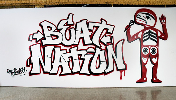 Beat Nation mural, onsite spray paint mural SAW Gallery Ottawa ON, dimensions variable, 2009