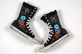 Neskonlith Beaded Shoes, custom beads and canvas sneakers, 2007