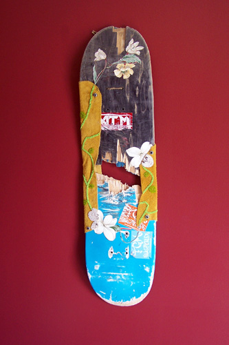Common Ground, 2007, Skateboard, Beadwork, Leather, 22cm x 74cm x 2 cm