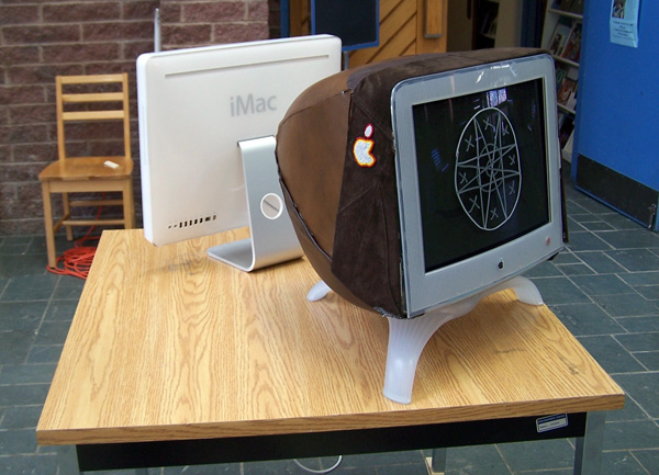 The Mic-Mac, 2007, Macintosh Computer, Leather, Beadwork, 20 inches d x 18 inches h x 16w
