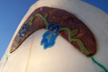 Traditional Mi'kmaq Surfboard (detail), 2007, Styrofoam, Fiber glass, Epoxy, Beadwork, Leather, Acrylic Paint, 6 feet 4 h x 2 feet w x 1 inch d