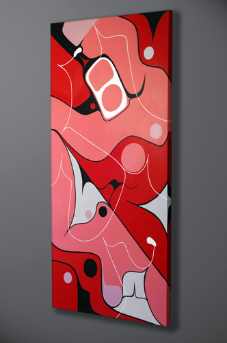 iPotlatch v2: 5000 ancestors in your pocket, Acrylic on canvas, 3'x6', 2007